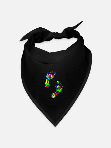 kunterbunte Fußabdrücke - Bandana Dreieckstuch - Schwarz