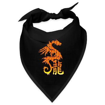 Feuerdrache mit chin. Schriftzeichen - Bandana Dreieckstuch - Schwarz - Vorne