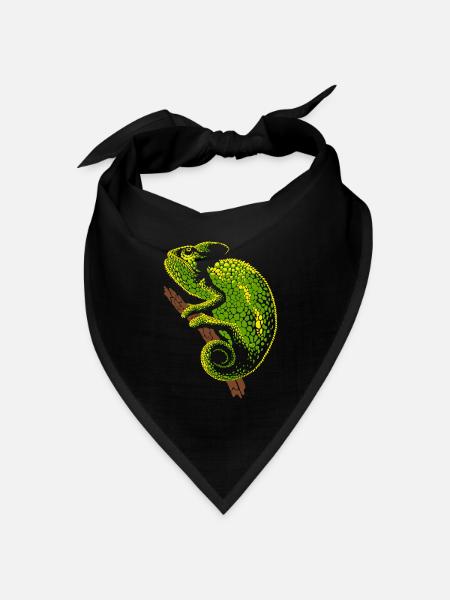 Chamäleon Reptil - Bandana Dreieckstuch - Schwarz