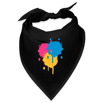 Drei bunte Farbflecken im Graffiti Stil - Bandana Dreieckstuch - Schwarz - Vorne