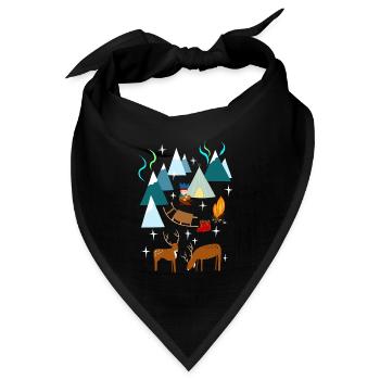 Sami in Nord Norwegen in der Nacht mit Polarlicht - Bandana Dreieckstuch - Schwarz - Vorne