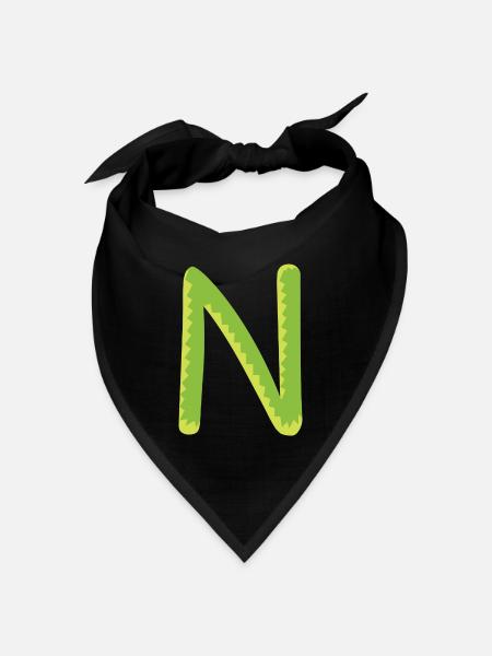 Buchstabe N - Bandana Dreieckstuch - Schwarz