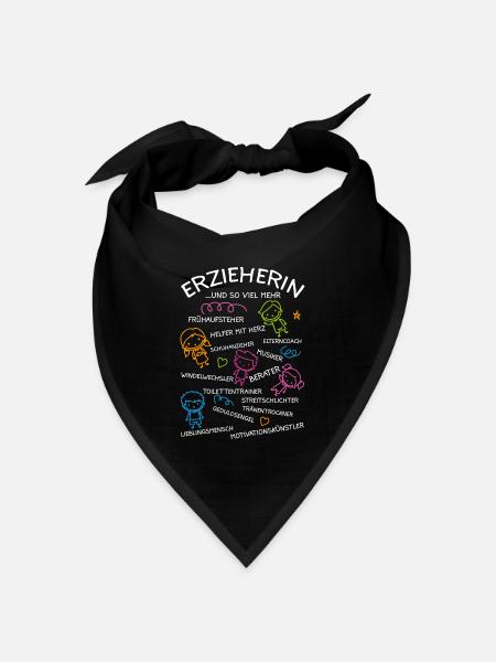 Erzieherin Kindergärtnerin Geschenkidee - Bandana Dreieckstuch - Schwarz