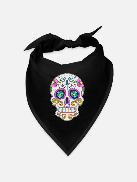 Mexikanischer Schädel Dia de los Muertos Tag der - Bandana Dreieckstuch - Schwarz