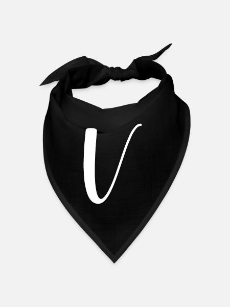 Kalligraphie, Initiale V - Bandana Dreieckstuch - Schwarz