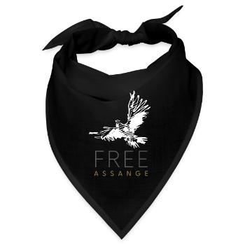 Free Assange Freiheit für Julian Assange Taube - Bandana Dreieckstuch - Schwarz - Vorne