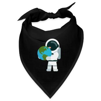 Astronaut mit Erdkugel Geschenk für Astronauten - Bandana Dreieckstuch - Schwarz - Vorne
