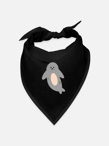 Süße Robbe - Bandana Dreieckstuch - Schwarz