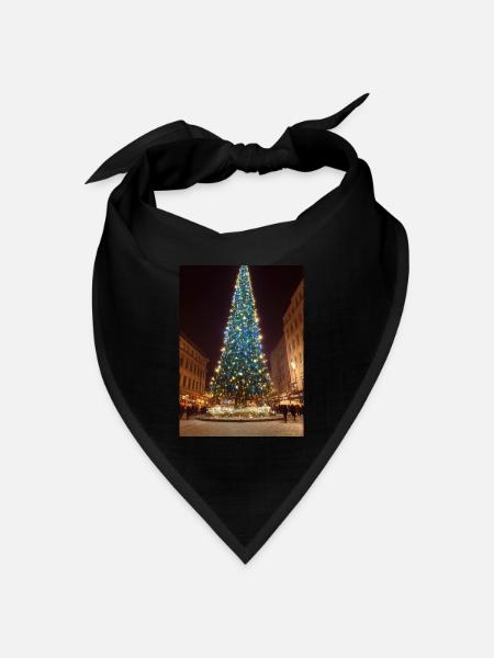 Hoher Weihnachtsbaum - Bandana Dreieckstuch - Schwarz