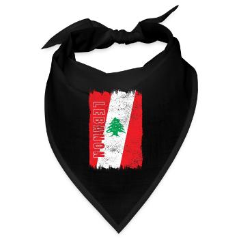 Libanon Vintage Flagge - Bandana Dreieckstuch - Schwarz - Vorne
