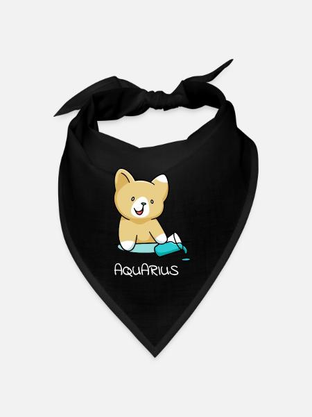 Sternzeichen Wassermann Katze Aquarius Geschenk - Bandana Dreieckstuch - Schwarz