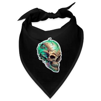 Außerirdischer Schädel - Bandana Dreieckstuch - Schwarz - Vorne