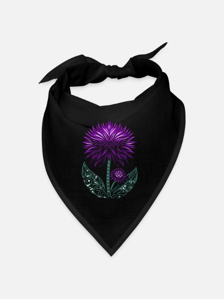 Distel lila Thistle - Bandana Dreieckstuch - Schwarz