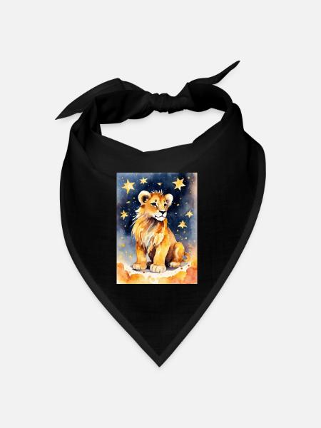 Sternzeichen Löwe - Bandana Dreieckstuch - Schwarz