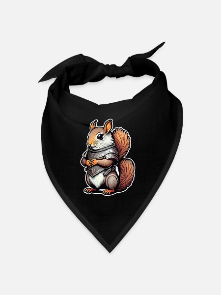 Krieger-Eichhörnchen Illustration - Bandana Dreieckstuch - Schwarz