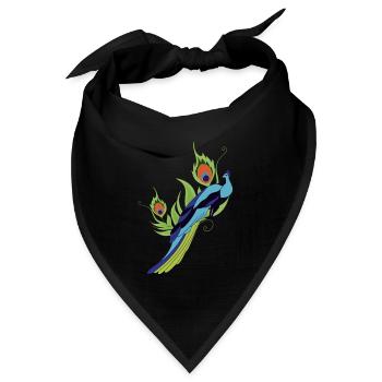Pfau - Bandana Dreieckstuch - Schwarz - Vorne