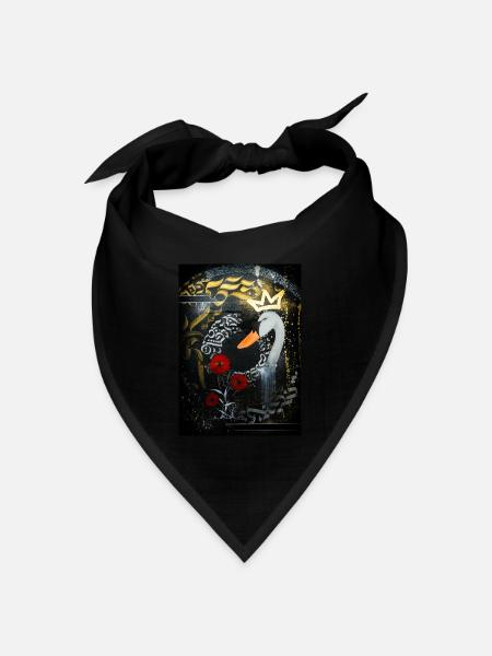 Schwanenrausch - Bandana Dreieckstuch - Schwarz