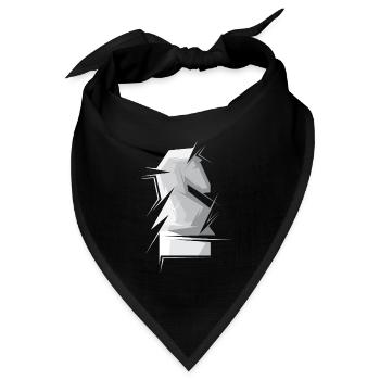 Schach Pferd abstrakt Schachfigur Verein Turnier - Bandana Dreieckstuch - Schwarz - Vorne
