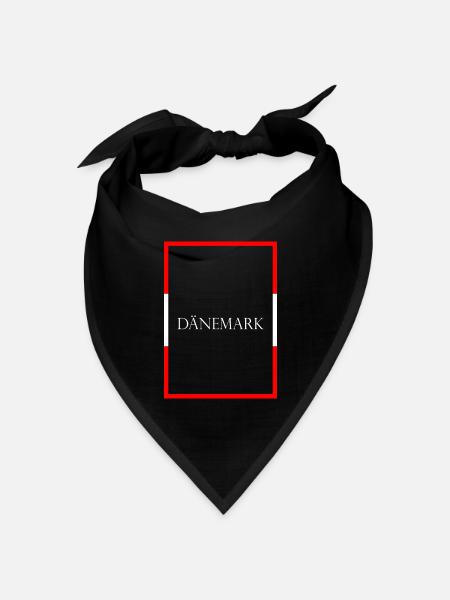 Dänemark Danmark, Statement Schriftzug mit Fahne - Bandana Dreieckstuch - Schwarz