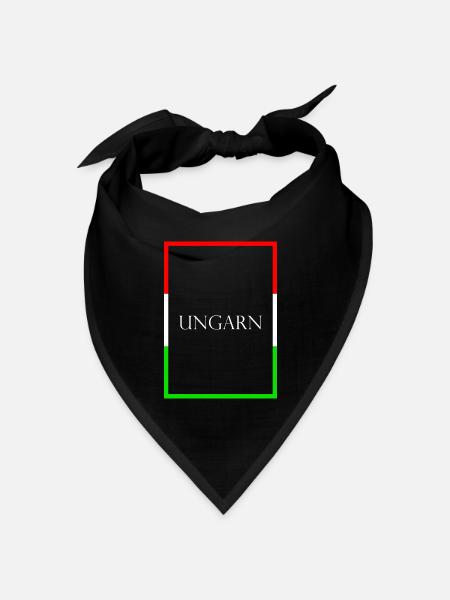 Ungarn Statement Schriftzug mit Fahne - Bandana Dreieckstuch - Schwarz