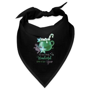 Hot Cacao, It's the most wonderful time, green - Bandana Dreieckstuch - Schwarz - Vorne