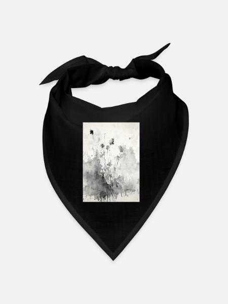 Abstrakte Aquarellmalerei - Bandana Dreieckstuch - Schwarz