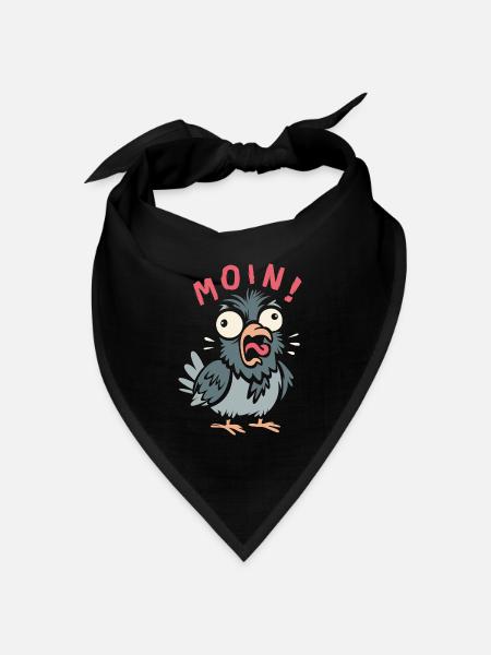 MOIN! Lustige Taube Comic Design Shirt - Bandana Dreieckstuch - Schwarz