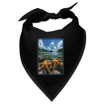 Seesterne Seestern - Bandana Dreieckstuch - Schwarz - Vorne