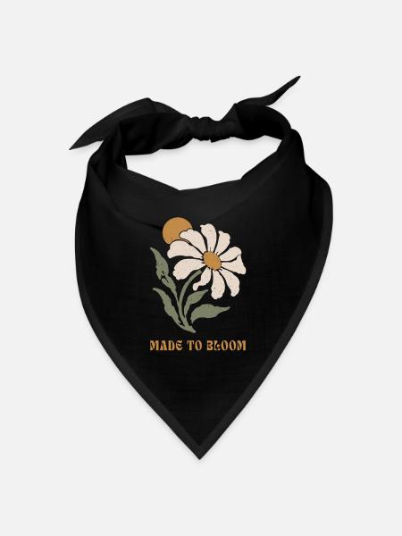 Bloom Daisy Botanischer Wappen - Bandana Dreieckstuch - Schwarz