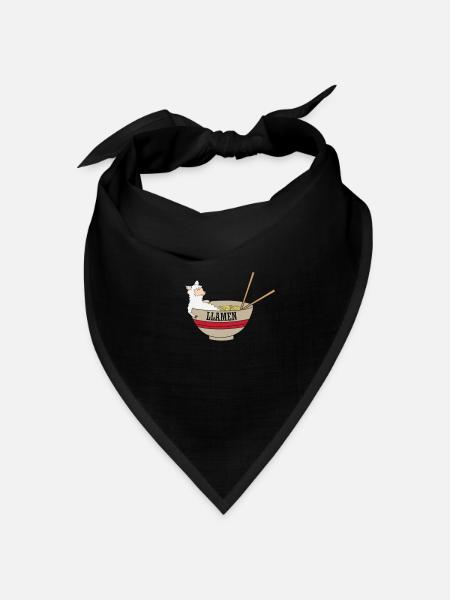 Lama in asiatischen Ramen Nudeln - Bandana Dreieckstuch - Schwarz