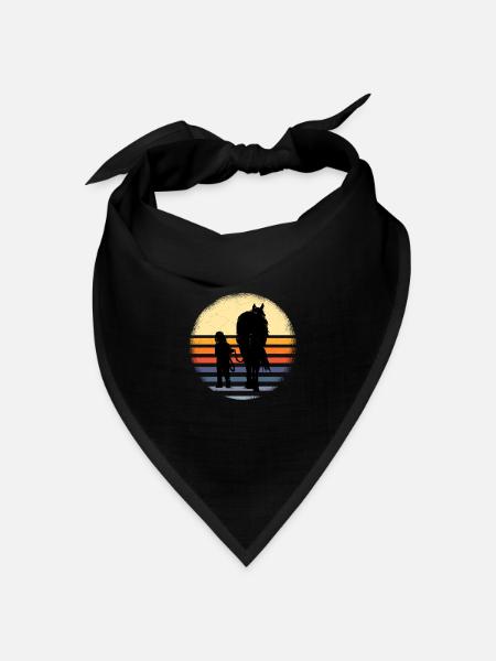 Pferd Pferde Mädchen Shirt - Bandana Dreieckstuch - Schwarz