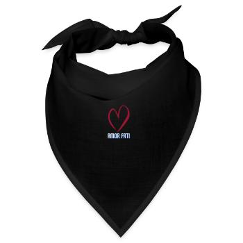 AMOR FATI Friedrich Nietzsche Herz Rot Spruch Idee - Bandana Dreieckstuch - Schwarz - Vorne