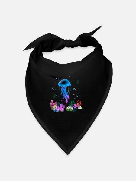 Urlaub Meer Sommer Meerestiere - Bandana Dreieckstuch - Schwarz
