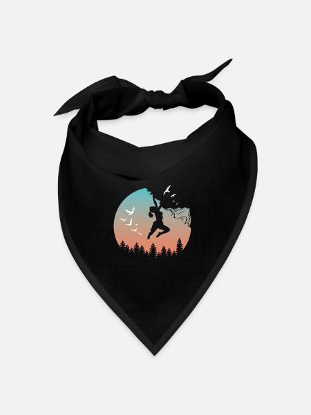 Klettern Silhouette Bergsteiger Sunset Natur - Bandana Dreieckstuch - Schwarz