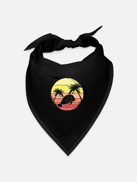 Seekuh Und Palmen - Bandana Dreieckstuch - Schwarz