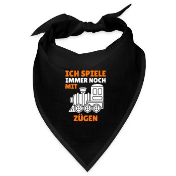 Modelleisenbahn Eisenbahn Spruch Geschenk Rentner - Bandana Dreieckstuch - Schwarz - Vorne