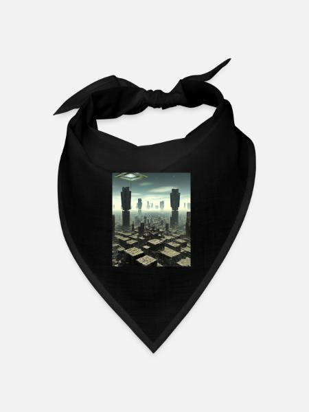 Science Fiction Stadt Zukunft - Bandana Dreieckstuch - Schwarz