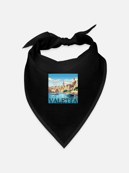 Malta Valletta Hafen Straight Cut Design - Bandana Dreieckstuch - Schwarz