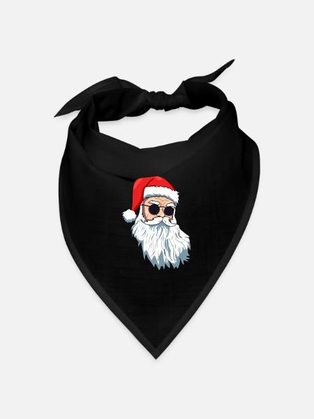Weihnachtsmann mit Sonnenbrille - Bandana Dreieckstuch - Schwarz