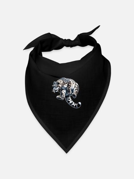Schneeleopard Leopard Weißer Leopard - Bandana Dreieckstuch - Schwarz