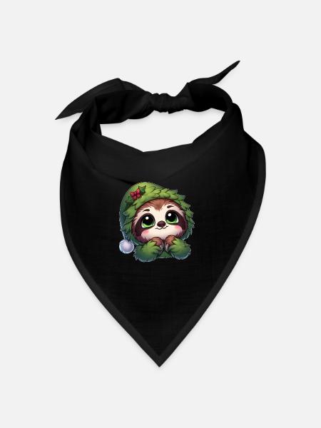 Lustiges Faultier Weihnachtsbaum Kostüm Cartoon - Bandana Dreieckstuch - Schwarz