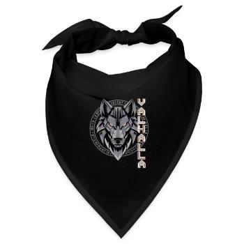 Nordischer Wolf Valhalla Runen Design - Bandana Dreieckstuch - Schwarz - Vorne