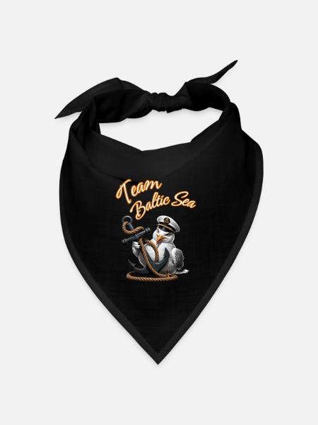 Team Baltic Sea Lustige Möwe mit Anker-Ostsee - Bandana Dreieckstuch - Schwarz