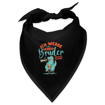 Großer Bruder 2024 Junge Dino Geschwister Geburt - Bandana Dreieckstuch - Schwarz - Vorne