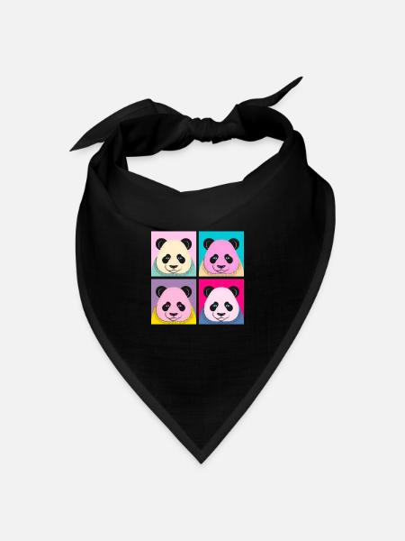 Pop Art Panda - Bandana Dreieckstuch - Schwarz