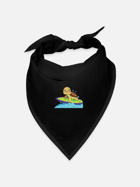 Schildkröte auf surfbrett - Bandana Dreieckstuch - Schwarz