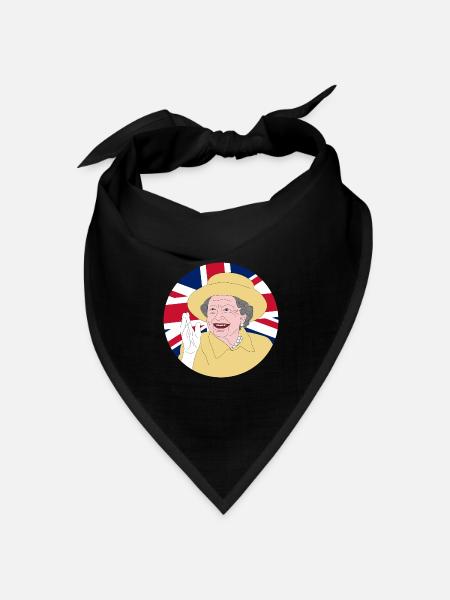 Königin Elisabeth II. mit Britischer Flagge - Bandana Dreieckstuch - Schwarz
