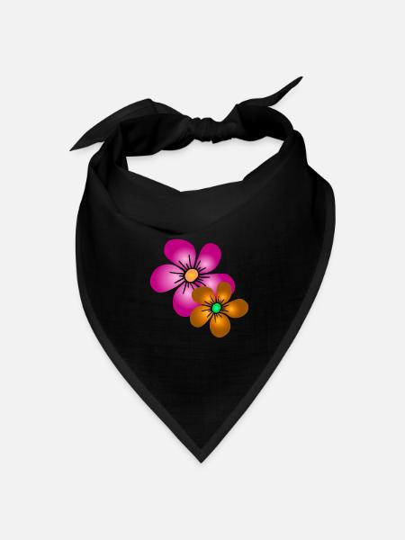 bunte Blume Blumenstrauß floral Blumenranke blumig - Bandana Dreieckstuch - Schwarz