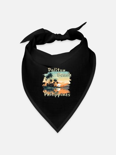 Philippinen Paliton Beach Sonnenuntergang Grunge - Bandana Dreieckstuch - Schwarz