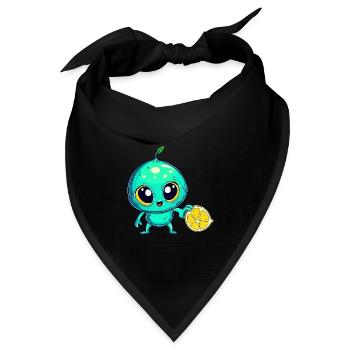 Alien Fruchtzauber: Süße Limone aus dem All - Bandana Dreieckstuch - Schwarz - Vorne